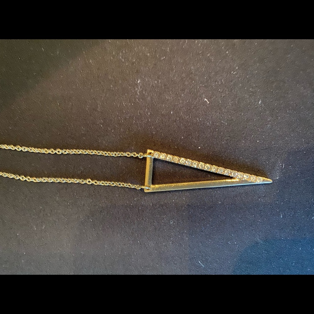 Gold diamond triangle necklace
